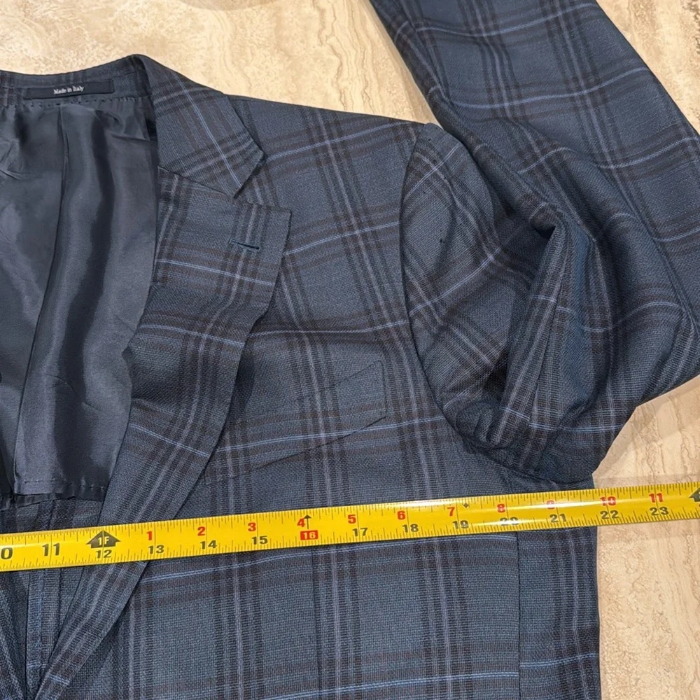 Ermenegildo Zegna Men's Blue Wool Plaid Blazer